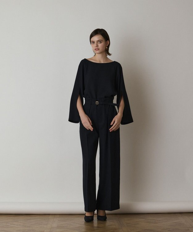 GRACE CONTINENTAL スリットスリーブトップ ネイビー