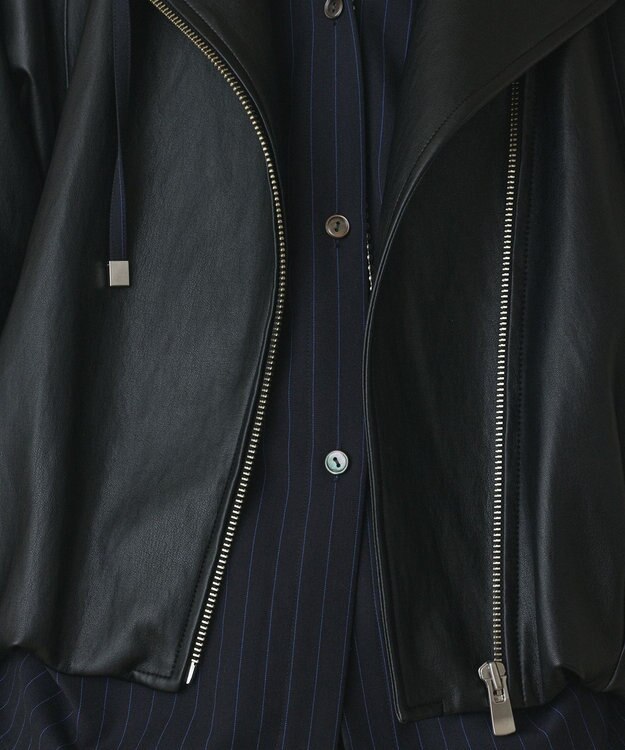 GRACE CONTINENTAL フェイクレザーライダース ブラック