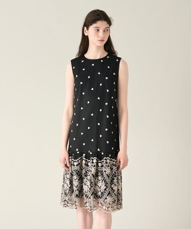 GRACE CONTINENTAL 刺繍レースドレス ブラック