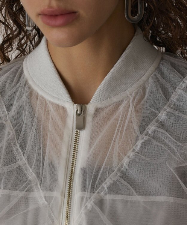 GRACE CONTINENTAL チュールギャザーブルゾン ホワイト