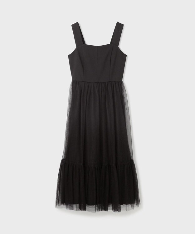 GRACE CONTINENTAL チュールコンビティアードワンピース ブラック