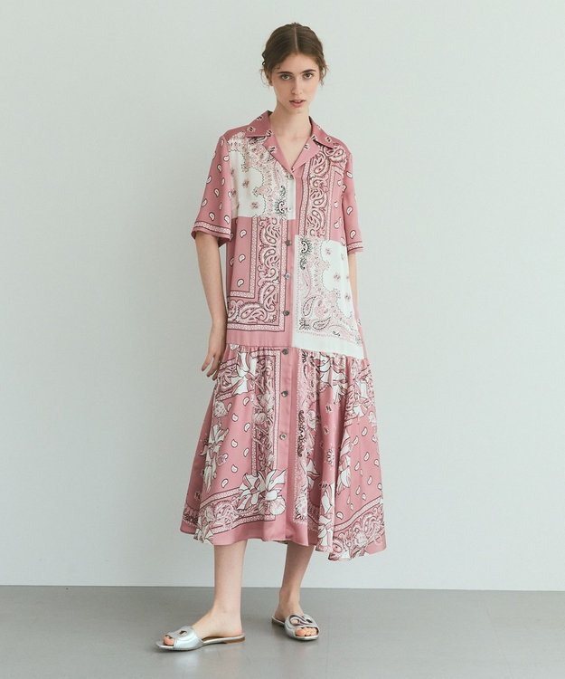 GRACE CONTINENTAL バンダナプリントシャツドレス ピンク