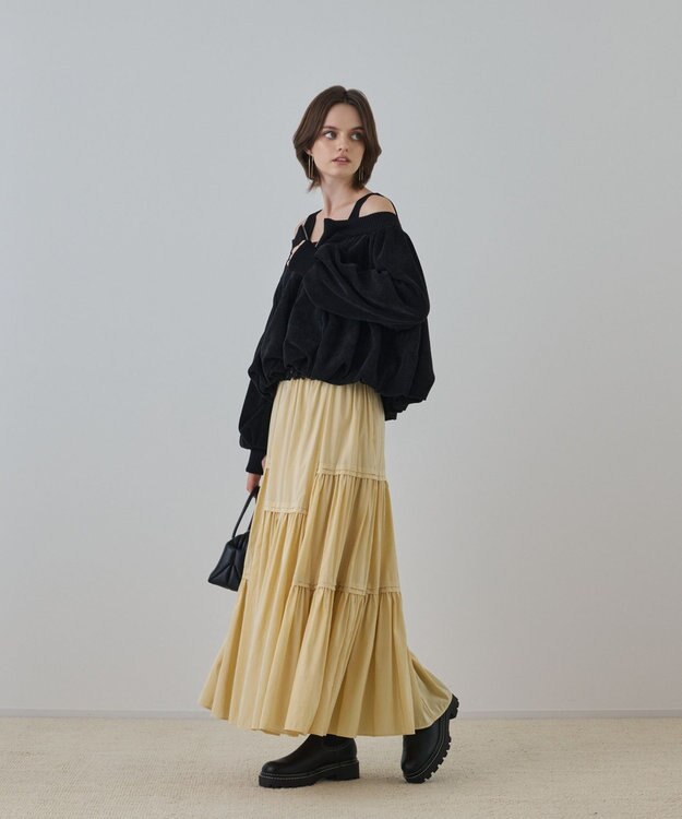 GRACE CONTINENTAL バルーンモールカットカーディガン ブラック