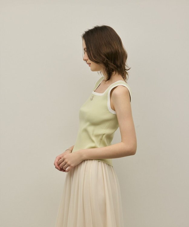 GRACE CONTINENTAL バイカラーリブニットノースリーブ ライトグリーン