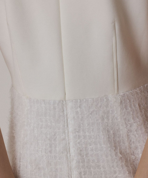 GRACE CONTINENTAL フェザー刺繍コンビワンピース ホワイト