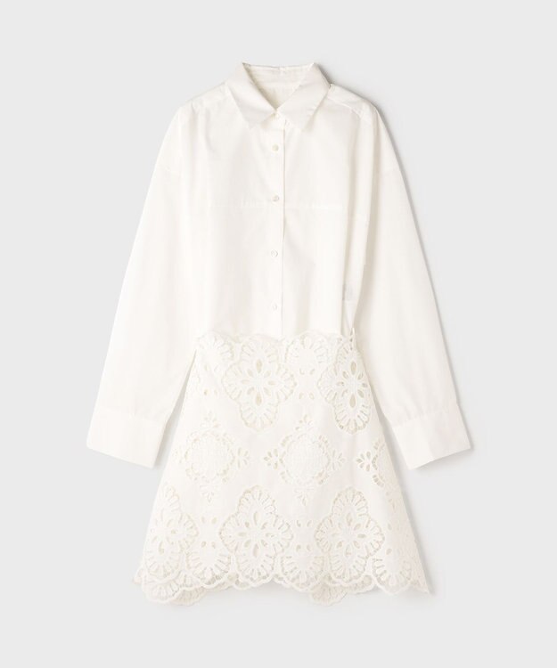 GRACE CONTINENTAL カット刺繍イレギュラーシャツ ホワイト