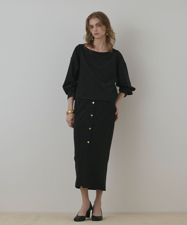 GRACE CONTINENTAL ラメカットスカート ブラック