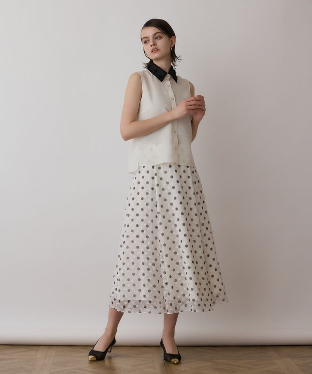 GRACE CONTINENTAL シアーメッシュノースリーブ キナリ