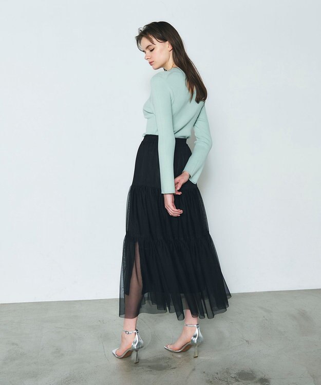 GRACE CONTINENTAL チュールティアードスカート ブラック