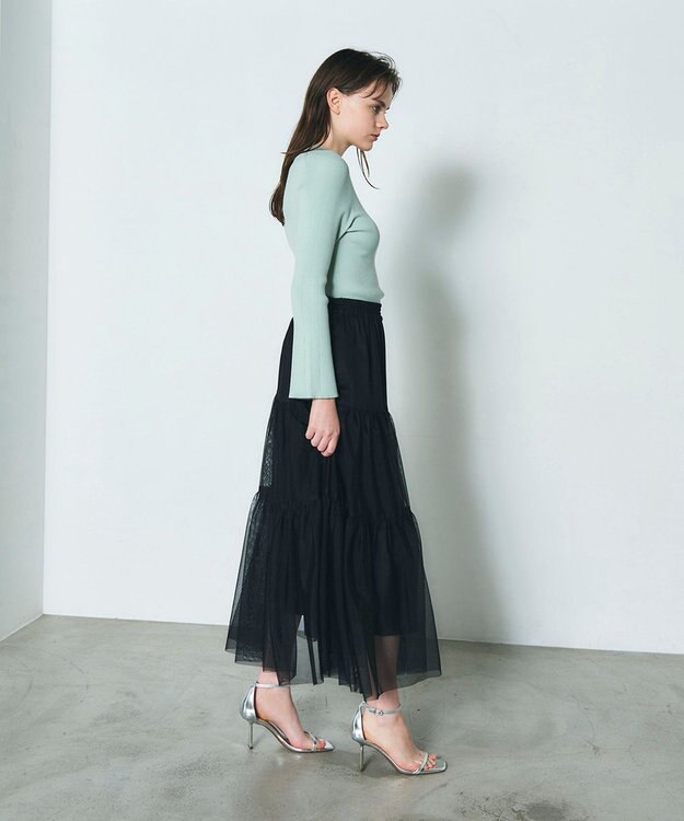 GRACE CONTINENTAL チュールティアードスカート ブラック