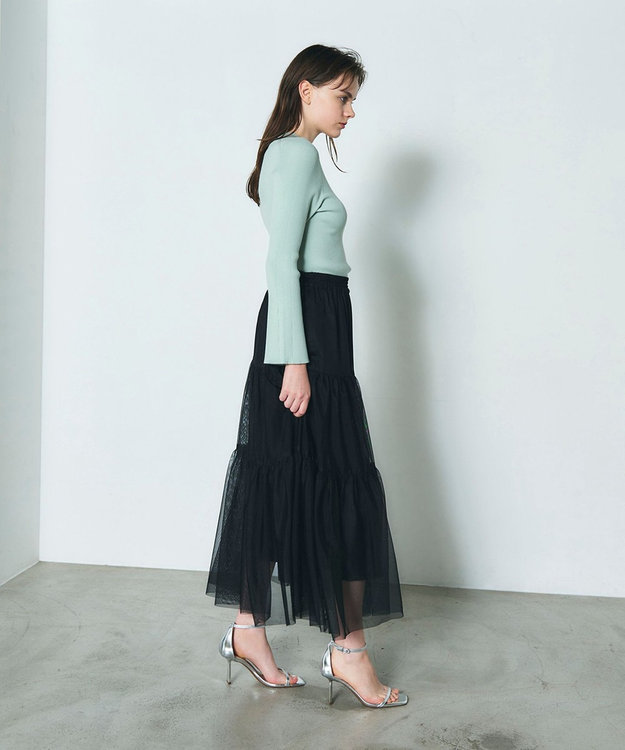 GRACE CONTINENTAL チュールティアードスカート ブラック