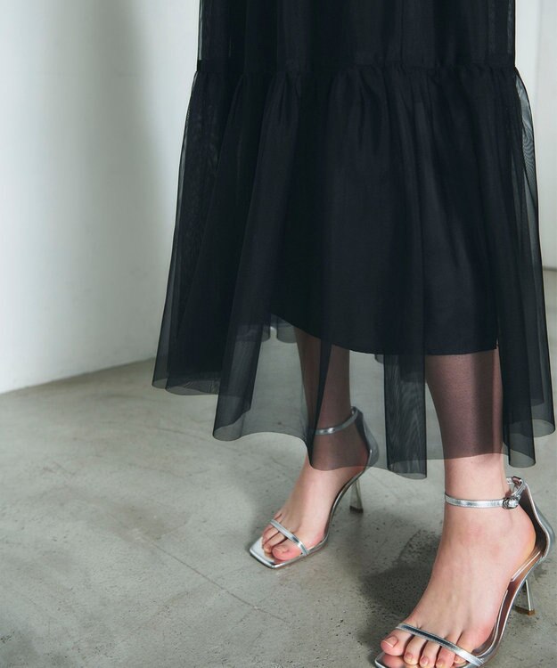 GRACE CONTINENTAL チュールティアードスカート ブラック