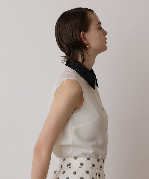 GRACE CONTINENTAL シアーメッシュノースリーブ キナリ