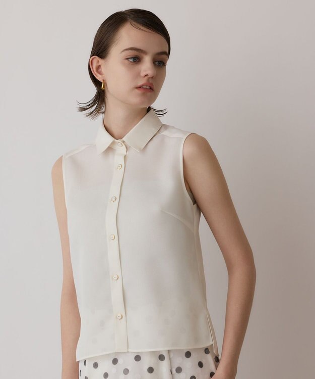 GRACE CONTINENTAL シアーメッシュノースリーブ キナリ