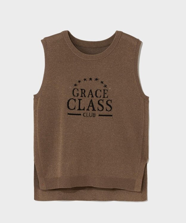 GRACE CONTINENTAL ラメジャガードノースリーブ ブラウン