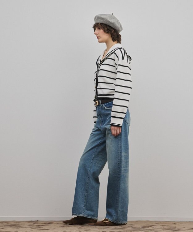 GRACE CONTINENTAL セーラーカラーニットトップ バイカラー