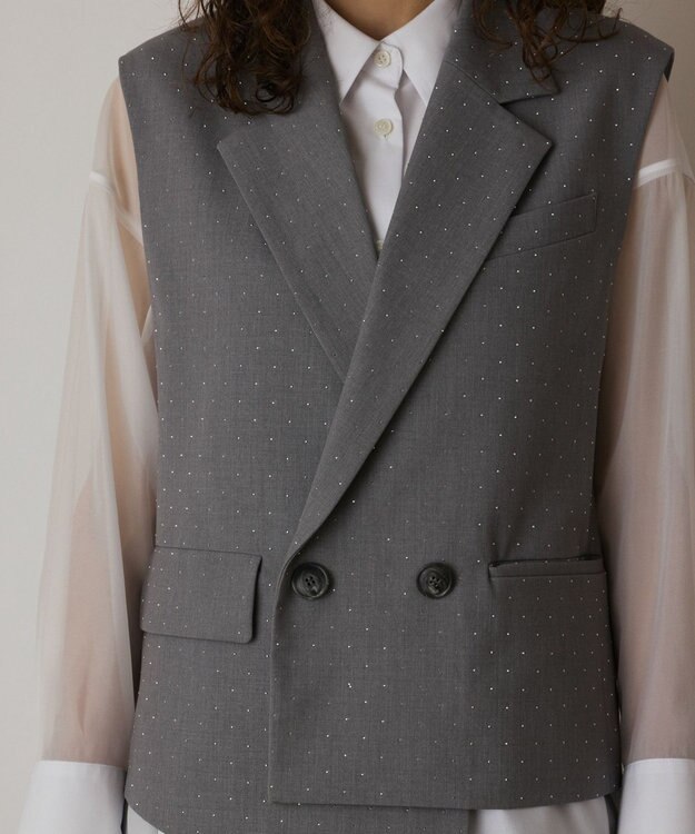 GRACE CONTINENTAL イレヘムビジュージレジャケット グレー