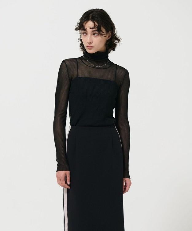 GRACE CONTINENTAL シアーリブタートルトップ ブラック