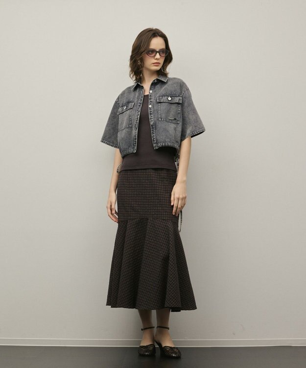 GRACE CONTINENTAL ハーフスリーブデニムシャツ グレー