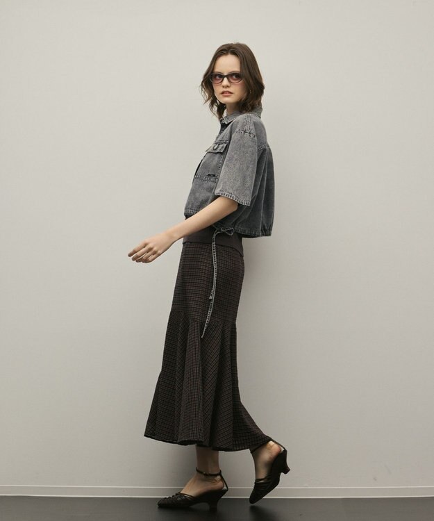 GRACE CONTINENTAL ハーフスリーブデニムシャツ グレー