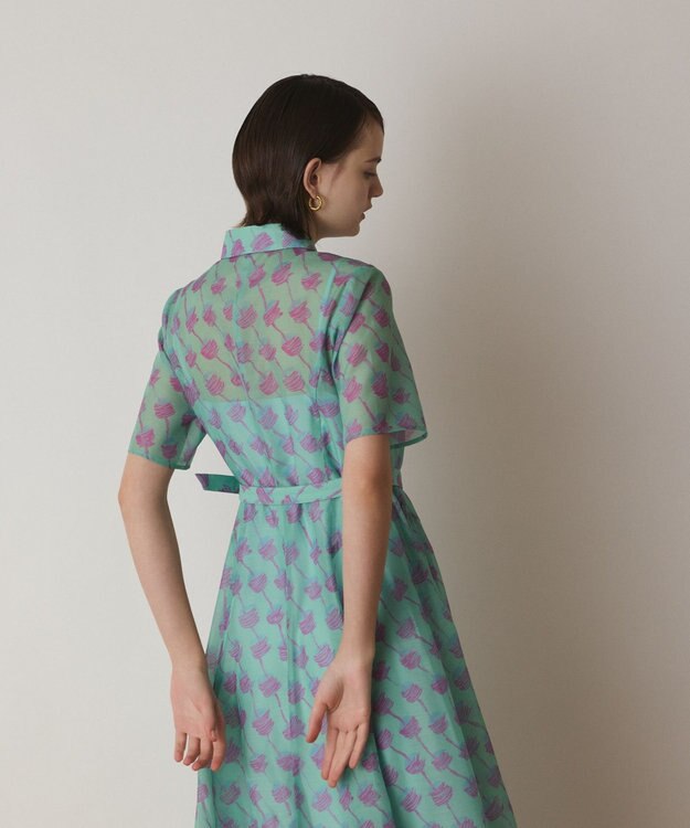 GRACE CONTINENTAL ドローイングプリントワンピース グリーン