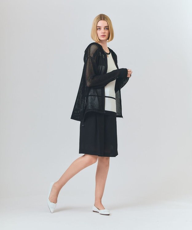 GRACE CONTINENTAL ボーダーメッシュフーディ ブラック