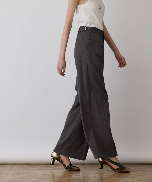 GRACE CONTINENTAL スラブストレッチタックパンツ チャコール