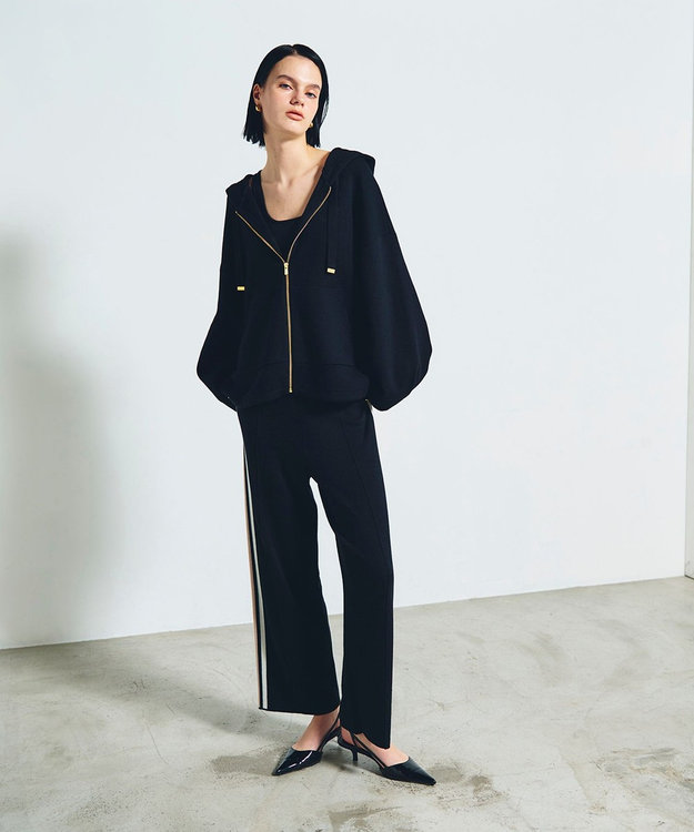 GRACE CONTINENTAL サイドラインニットパンツ ブラック