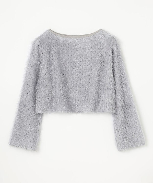 GRACE CONTINENTAL ラメフリンジカットトップ グレー