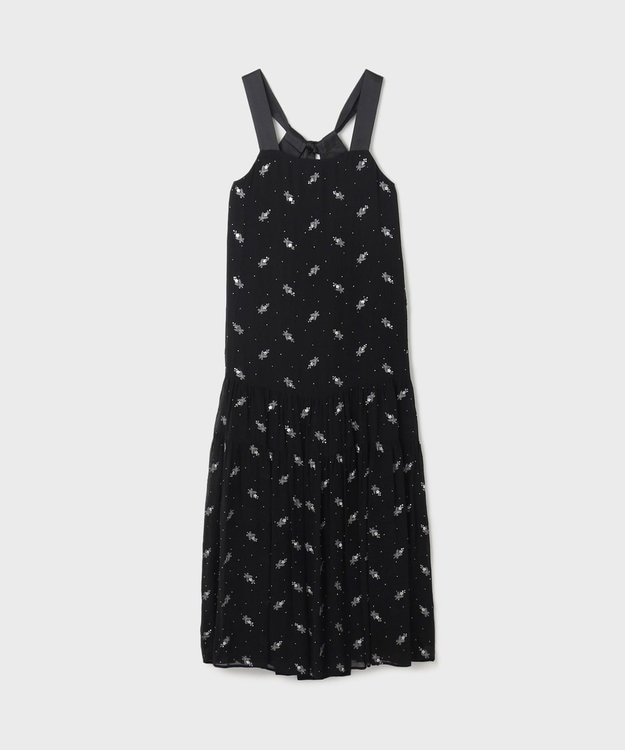 GRACE CONTINENTAL フラワー刺繍ノースリーブワンピース ブラック