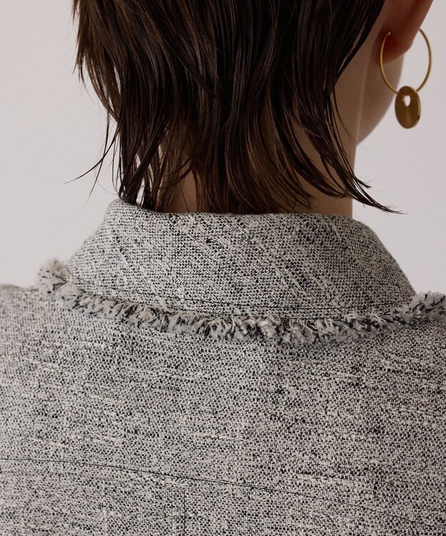 GRACE CONTINENTAL ツイードフリンジジレ グレー