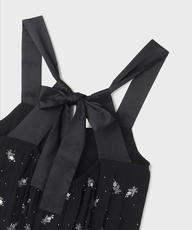 GRACE CONTINENTAL フラワー刺繍ノースリーブワンピース ブラック