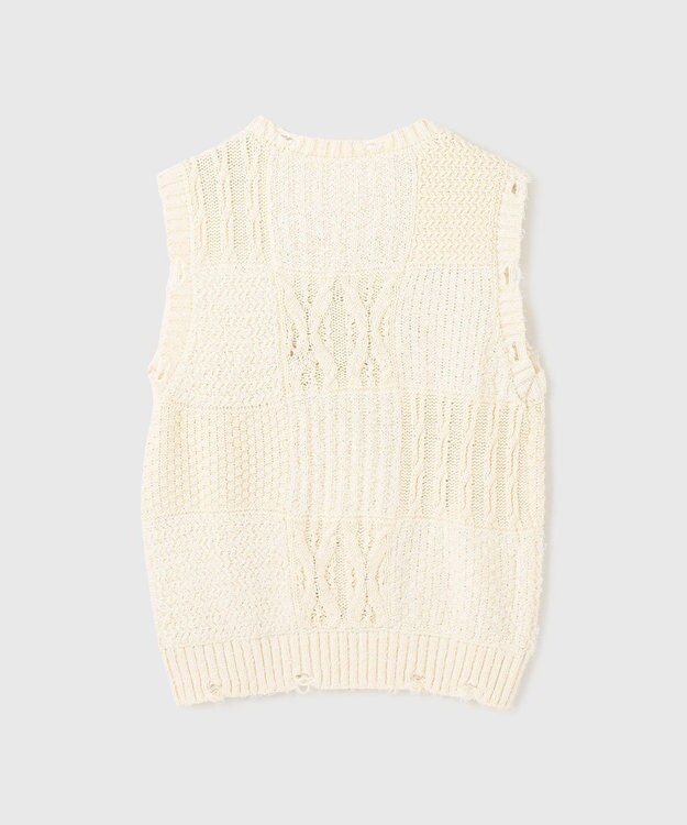 GRACE CONTINENTAL パッチワークニットトップ キナリ