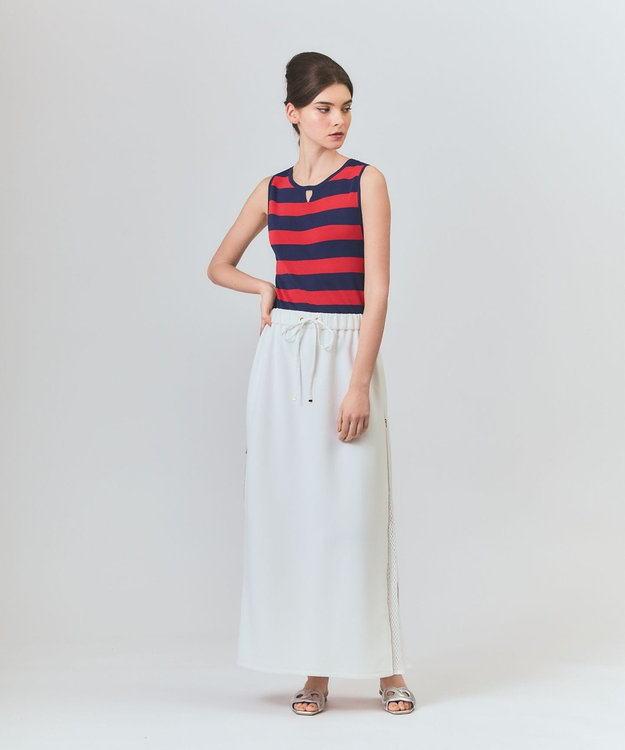 GRACE CONTINENTAL ラインニットノースリーブ レッド