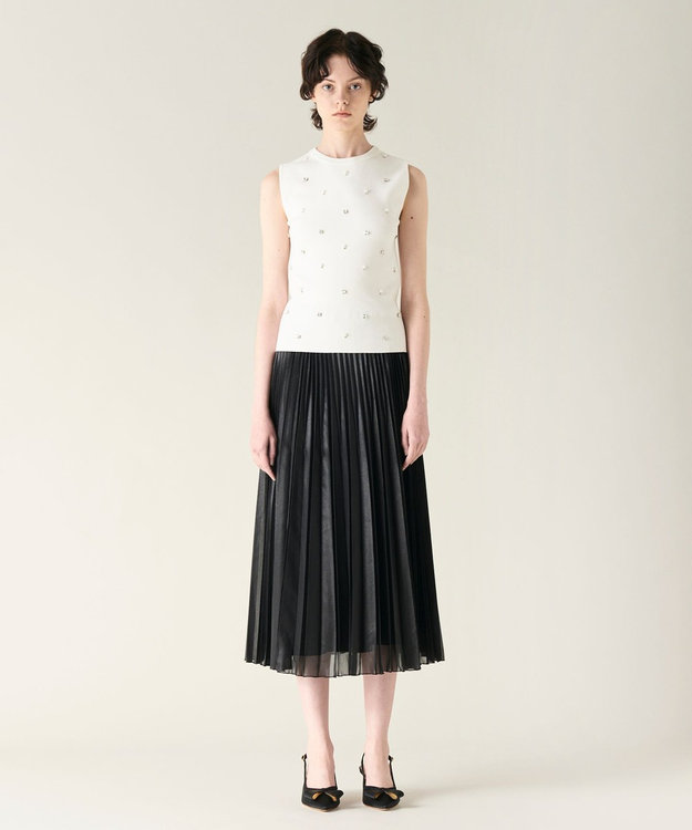 GRACE CONTINENTAL ビジューニットトップ ホワイト