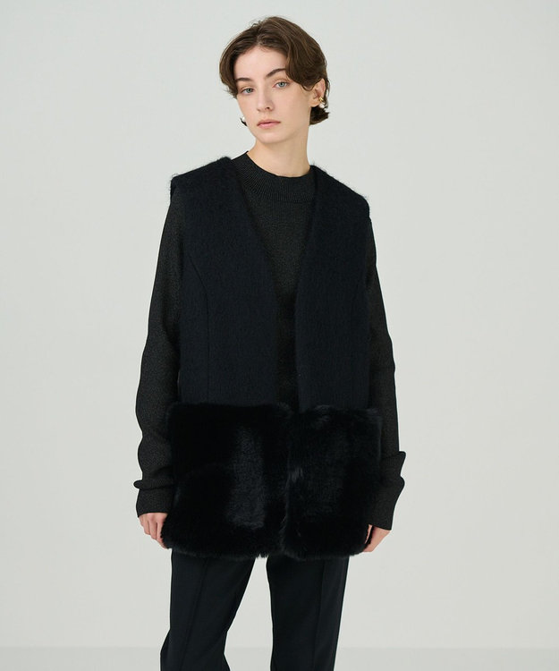定価13万円　グレースコンチネンタル　モヘアシャギーコート　袖ファー　ピンク モヘヤシャギーPコート / GRACE CONTINENTAL | GRACE