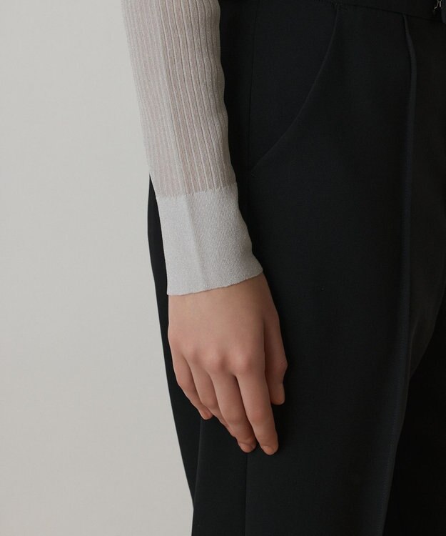 GRACE CONTINENTAL ラメリブシアーニットカーディガン ホワイト