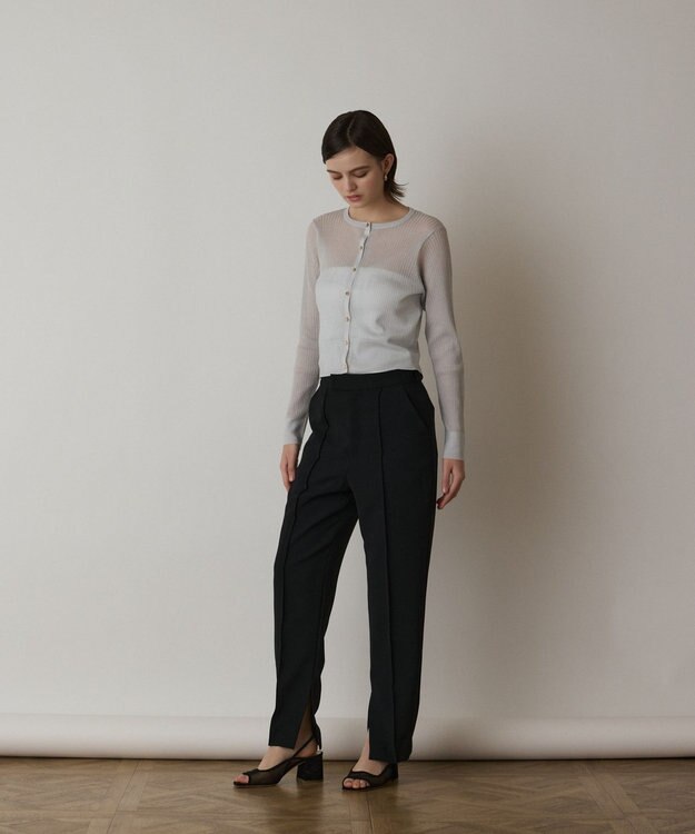 GRACE CONTINENTAL ラメリブシアーニットカーディガン ホワイト