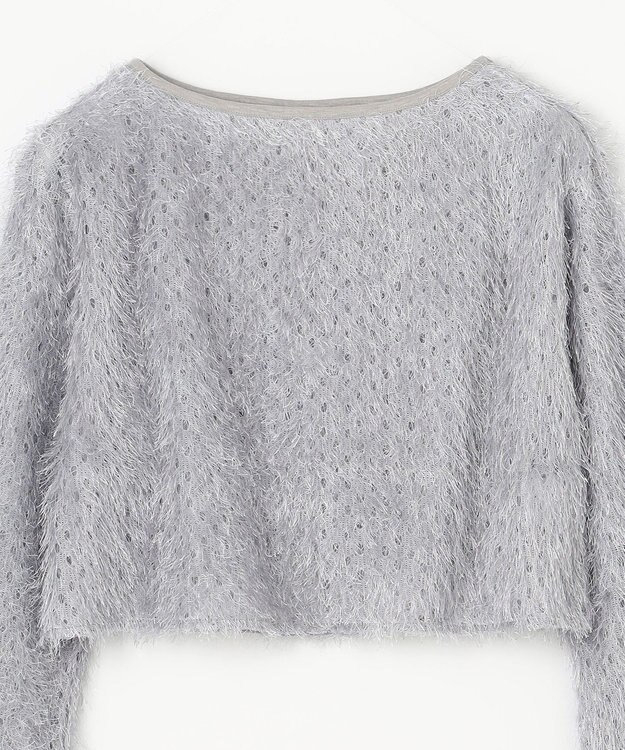 GRACE CONTINENTAL ラメフリンジカットトップ グレー