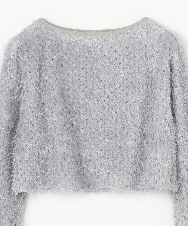 GRACE CONTINENTAL ラメフリンジカットトップ グレー