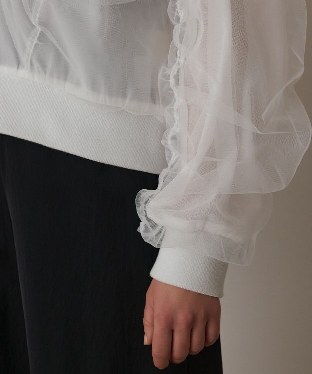 GRACE CONTINENTAL チュールギャザーブルゾン ホワイト