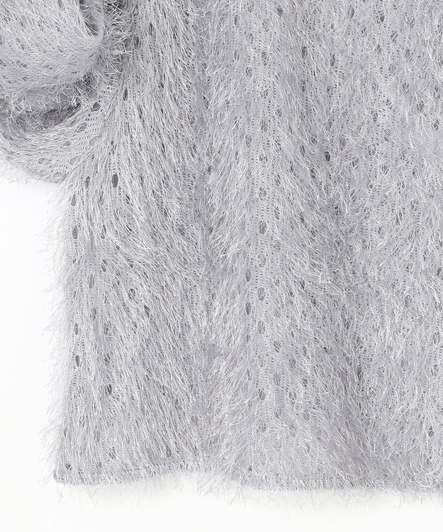 GRACE CONTINENTAL ラメフリンジカットトップ グレー