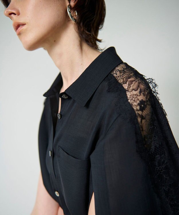 GRACE CONTINENTAL シアーポンチョシャツ ブラック