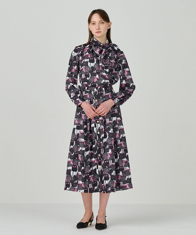 GRACE CONTINENTAL バッグモチーフボウブラウス ピンク