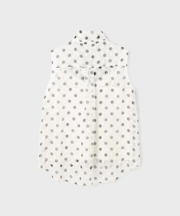 GRACE CONTINENTAL ドットオパールボウタイノースリーブ ホワイト