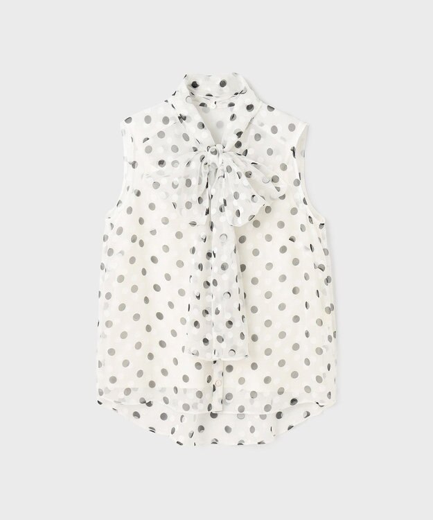 GRACE CONTINENTAL ドットオパールボウタイノースリーブ ホワイト