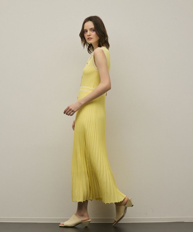 GRACE CONTINENTAL バイカラーボウタイニットワンピース イエロー