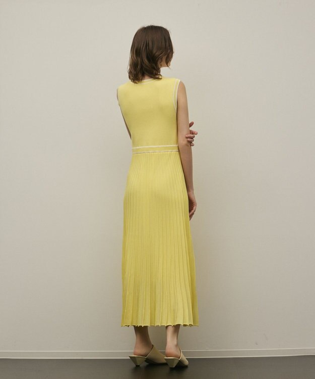 GRACE CONTINENTAL バイカラーボウタイニットワンピース イエロー