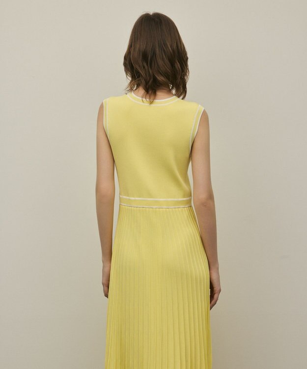 GRACE CONTINENTAL バイカラーボウタイニットワンピース イエロー