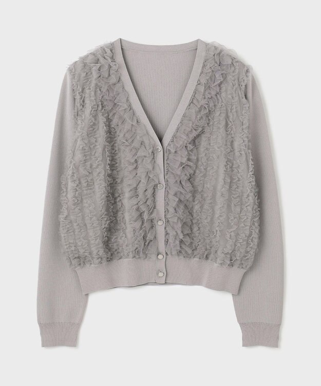 GRACE CONTINENTAL ギャザーフリルニットカーディガン グレー